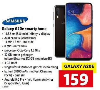 Samsung galaxy a20e smartphone