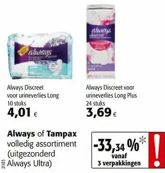 Colruyt Always discreet voor urineverlies long aanbieding