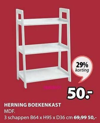 Jysk Herning boekenkast 3 schappen aanbieding