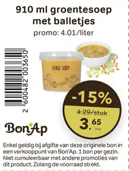 Bon Ap Groentesoep met balletjes aanbieding
