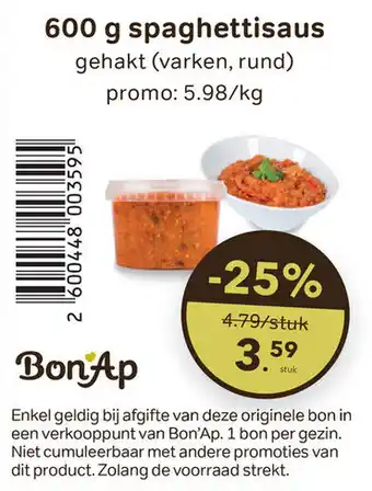 Bon Ap Spaghettisaus aanbieding