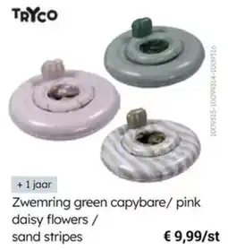 Multi bazar Tryco Zwemring green capybare / pink daisy flowers / sand stripes aanbieding