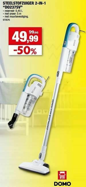 Hubo Domo elektro steelstofzuiger 2-in-1 do237sv aanbieding