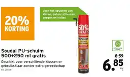 GAMMA Soudal PU-schuim 500+250 ml gratis aanbieding