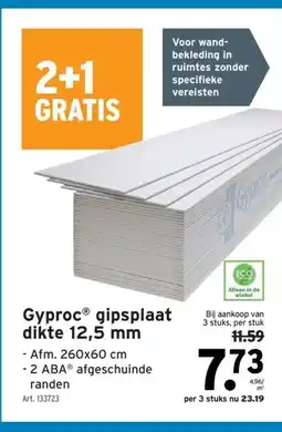 GAMMA Gyproc gipsplaat dikte 12,5 mm aanbieding