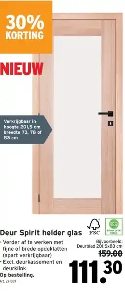 GAMMA Deur Spirit helder glas aanbieding