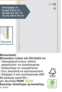 GAMMA Binnendeur Colore wit 201,5x83 cm aanbieding