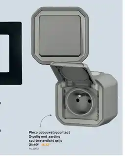 GAMMA Plexo opbouwstopcontact 2-polig met aarding spuitwaterdicht grijs aanbieding