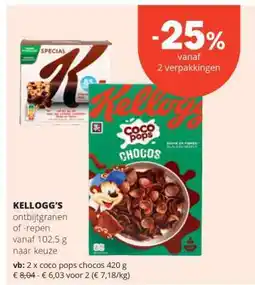 Spar KELLOGG'S ontbijtgranen of -repen aanbieding