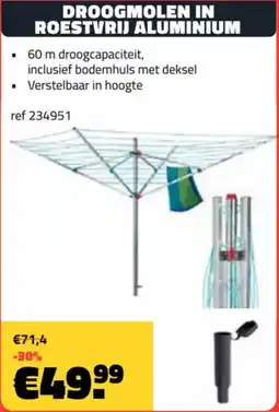 Bouwcenter Frans Vlaeminck Droogmolen in roestvrij aluminium aanbieding