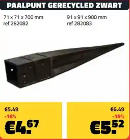 Bouwcenter Frans Vlaeminck Paalpunt gerecycled zwart aanbieding