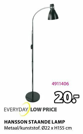 Jysk Hansson staande lamp aanbieding