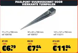 Bouwcenter Frans Vlaeminck Paalpunt vuurverzinkt voor vierkante tuinpalen aanbieding