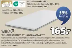 Jysk Wellpur bokselvi gt110 dekmatras aanbieding