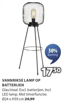 Jysk Vannrikse lamp op batterijen aanbieding