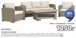 Jysk Jutlandia stavern loungeset tafel + loungebank + 2 stoelen aanbieding