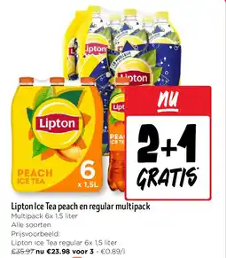 Jumbo Lipton Ice Tea peach en regular multipack aanbieding