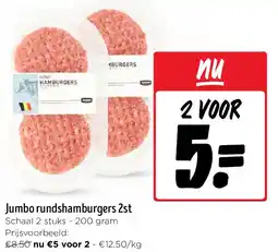 Jumbo Jumbo rundshamburgers 2st Schaal 2 stuks - 200 gram aanbieding