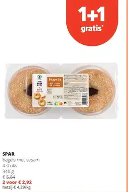 Spar SPAR bagels met sesam 4 stuks 340 g aanbieding