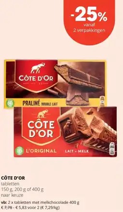 Spar CÔTE D’OR tabletten 150 g aanbieding