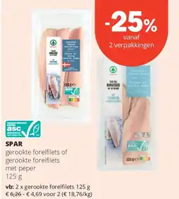 Spar SPAR gerookte forelfi lets of gerookte forelfi lets met peper 125 g aanbieding