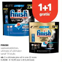 Spar FINISH vaatwastabletten, ultimate of ultimate+ vanaf 14 stuks aanbieding