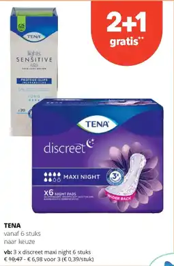 Spar TENA discreet maxi night 6 stuks aanbieding