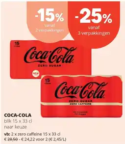 Spar COCA-COLA blik 15 x 33 cl aanbieding