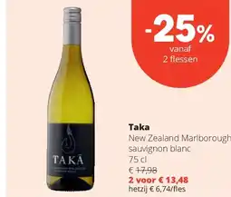 Spar Taka New Zealand Marlborough sauvignon blanc 75 cl aanbieding