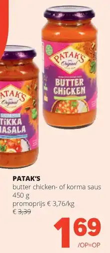 Spar PATAK’S butter chicken aanbieding