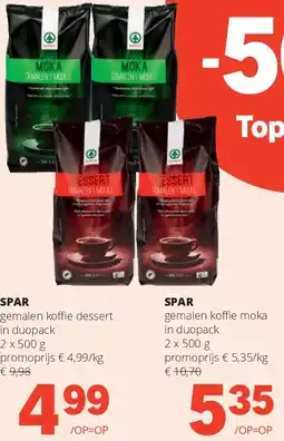 Spar SPAR gemalen koffi e dessert in duopack 2 x 500 g aanbieding