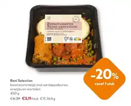 OKay Boni Selection boomstammetje met aardappelpuree, erwtjes en wortelen 450 g aanbieding