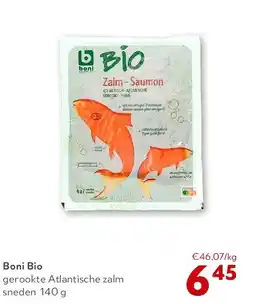 OKay Boni Bio gerookte Atlantische zalm sneden 140 g aanbieding