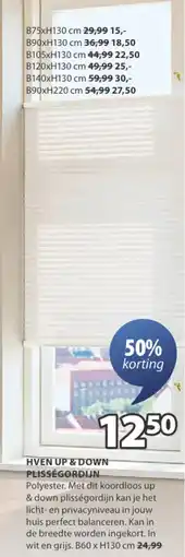 Jysk Hven up & down plisségordijn aanbieding