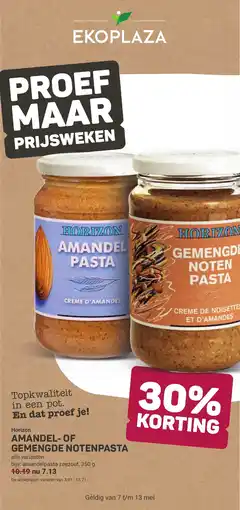 Ekoplaza Horizon amandel of gemengde notenpasta aanbieding