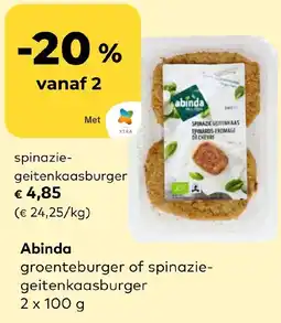 Bio Planet Abinda spinazie geitenkaasburger aanbieding