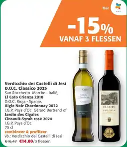 Comarkt Verdicchio dei Castelli di Jesi en El Coto Crianza 2018 aanbieding