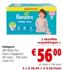 Colruyt Pampers alle Baby Dry luiers megapacks aanbieding