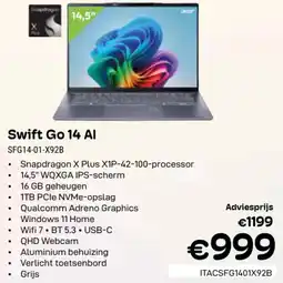 CompuDeals Acer Swift Go 14 AI SFG14-01-X92B aanbieding