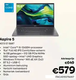 CompuDeals Acer Aspire 5 A515-57-56W7 aanbieding