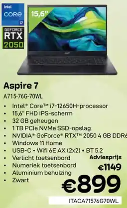 CompuDeals Acer Aspire 7 A715-76G-70WL aanbieding
