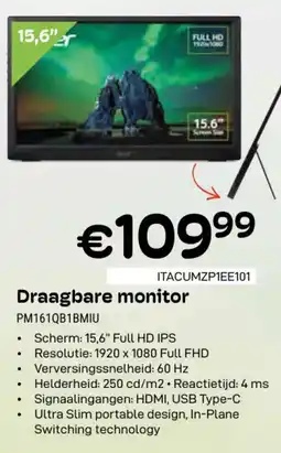 CompuDeals Acer Draagbare monitor PM161QB1BMIU aanbieding