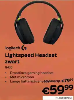 CompuDeals Logitech lightspeed headset zwart G435 aanbieding