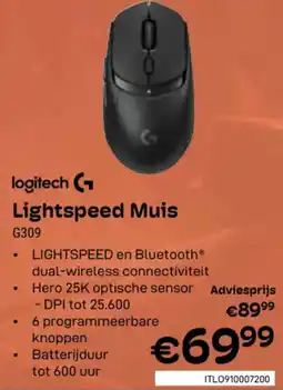 CompuDeals Logitech lightspeed muis G309 aanbieding
