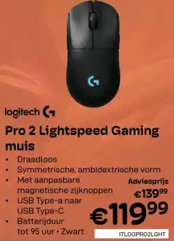 CompuDeals Logitech Pro 2 Lightspeed Gaming muis aanbieding