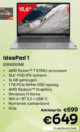 CompuDeals Lenovo IdeaPad 1 82R400X3MB aanbieding