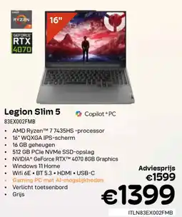 CompuDeals Lenovo Legion Slim 5 83EX002FMB aanbieding