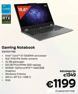 CompuDeals Lenovo Gaming Notebook 83DV00YTMB aanbieding
