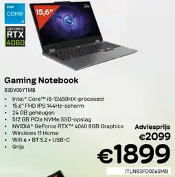 CompuDeals Lenovo Gaming Notebook 83DV00YTMB aanbieding