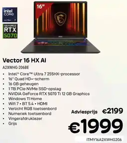 CompuDeals Vector 16 HX AI A2XWHG-206BE aanbieding